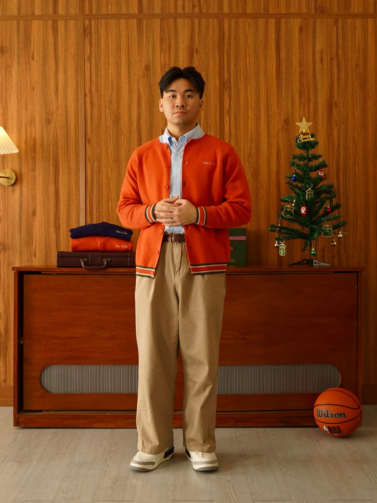 Neighborhood Orange Collarless Cardigan