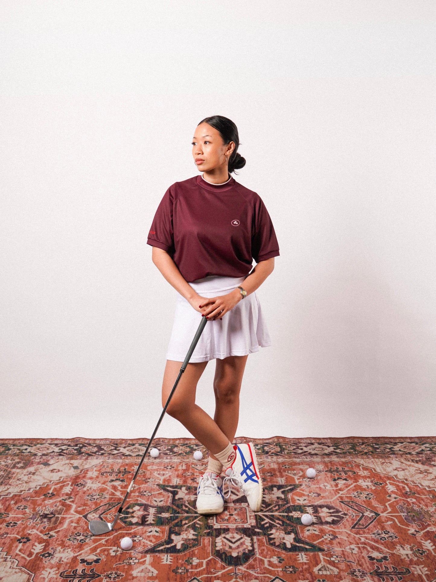 Mutual Club Maroon Mock Neck T-shirt
